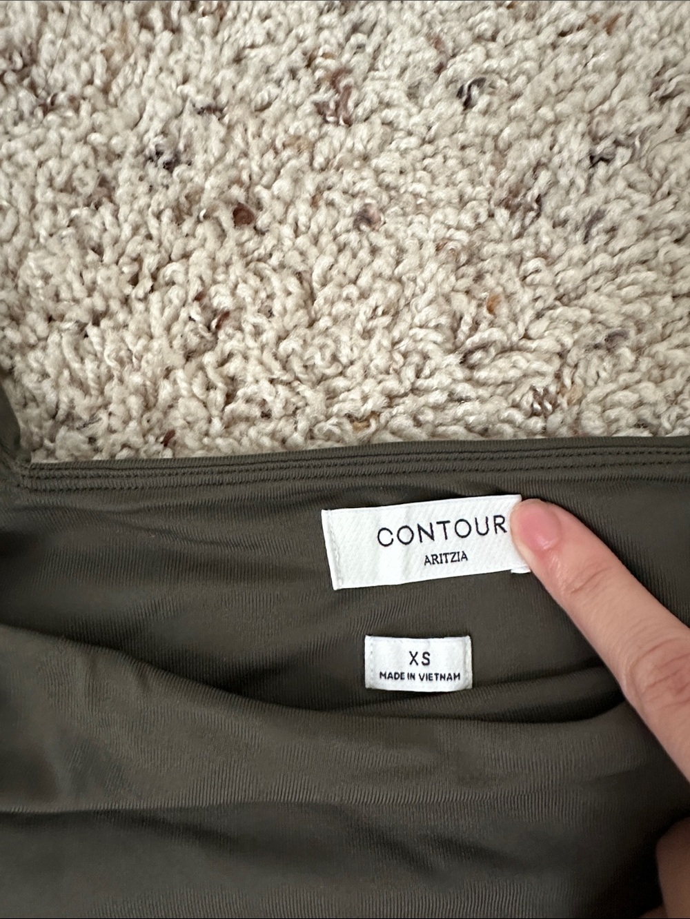 Aritzia Olive Green Long Sleeve Square Neck Top - Picture 2 of 2